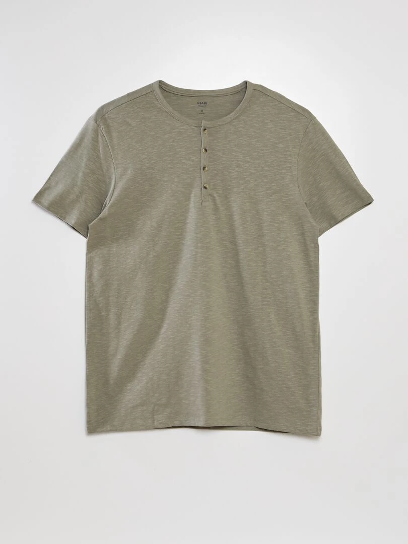 T shirt en jersey à col mao Vert