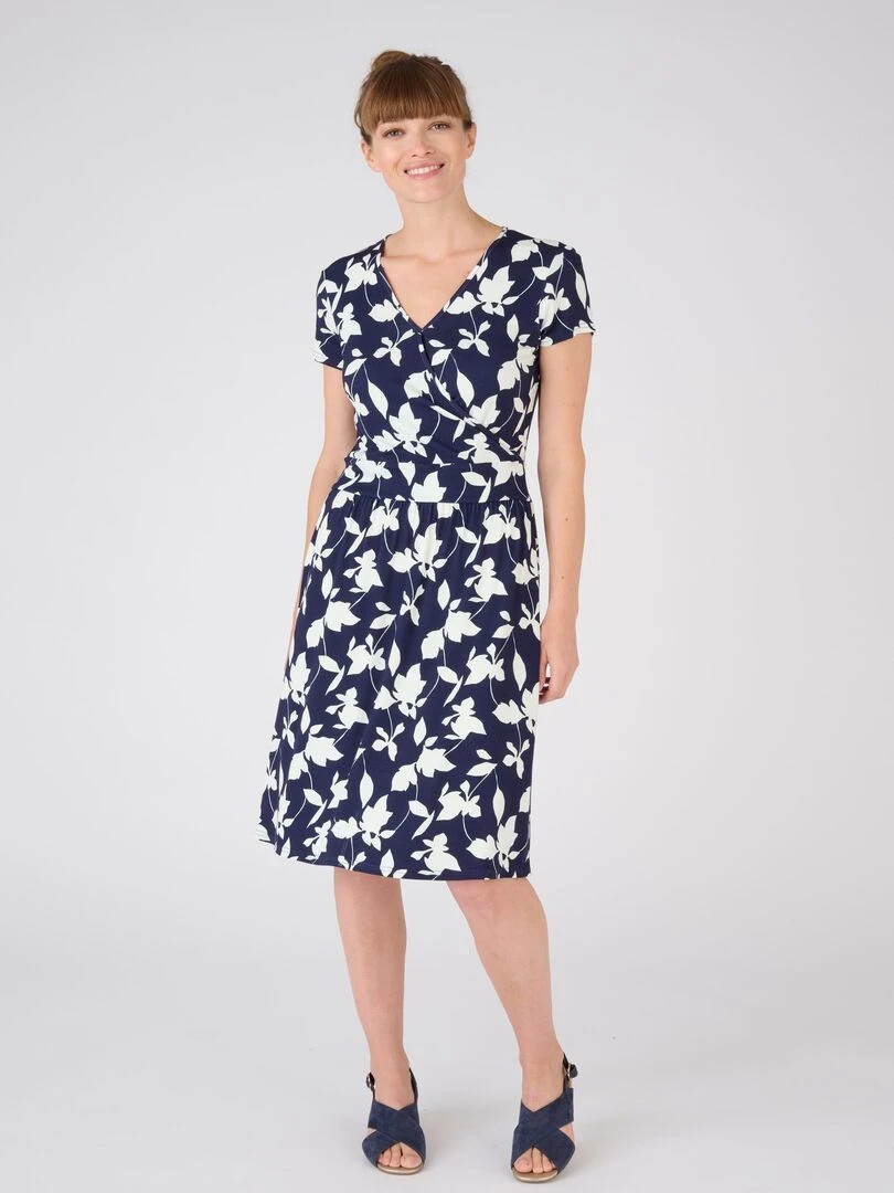 Robe effet cache coeur   Damart   Bleu marine