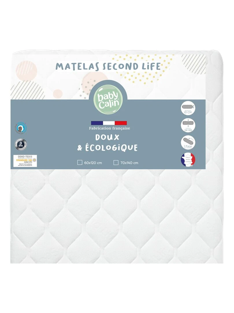 Matelas Second Life 70x140x10 cm 24kg/m3 Blanc