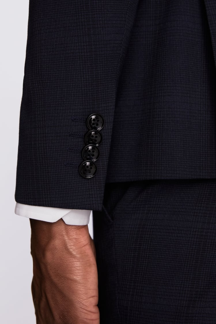 Slim Fit Navy Check Jacket   Buy Online at Moss