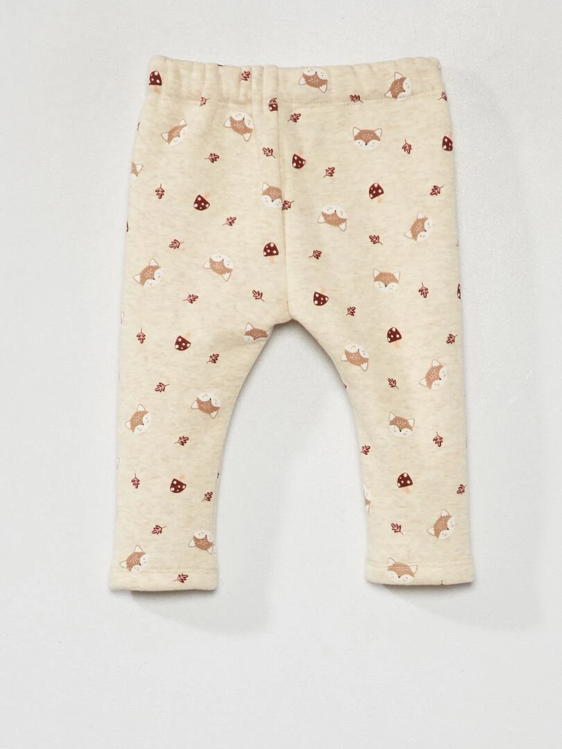 Pantalon en molleton avec imprimé Toujours + chaud Beige