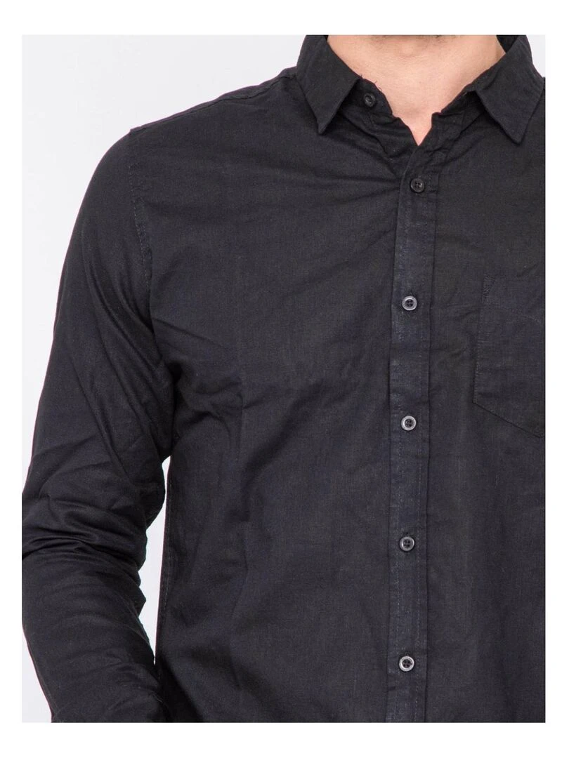 Chemise manches longues lin et coton DALICOT   Noir
