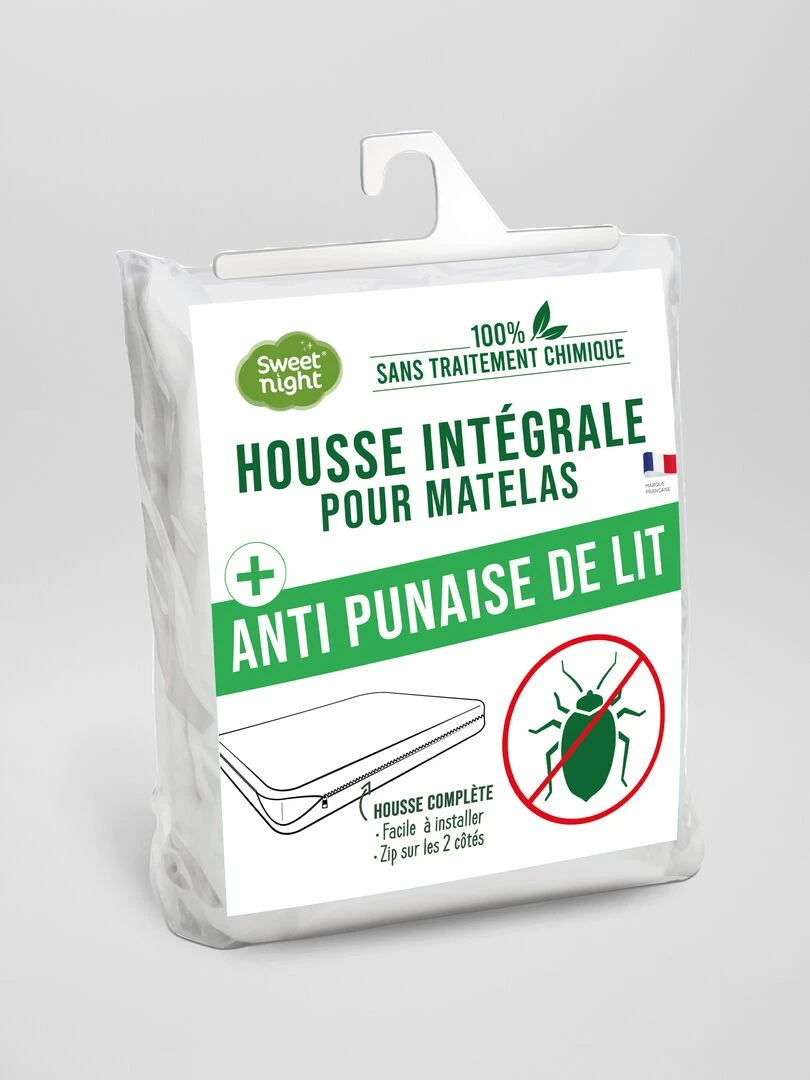 Housse matelas bébé anti punaise de lit blanc