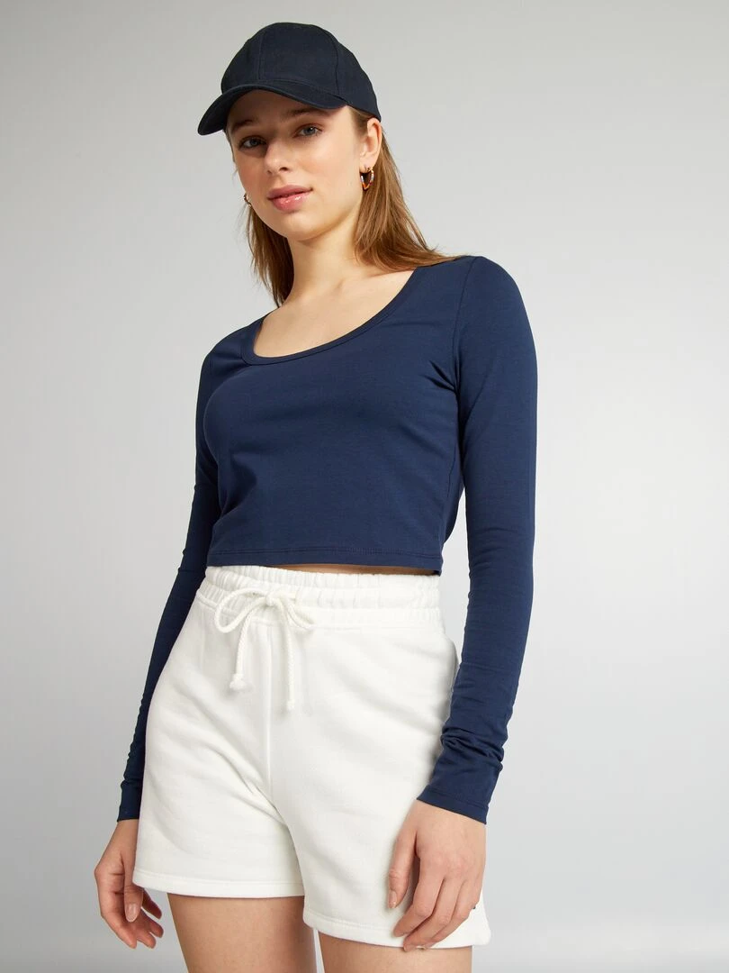 Crop top manches longues Bleu