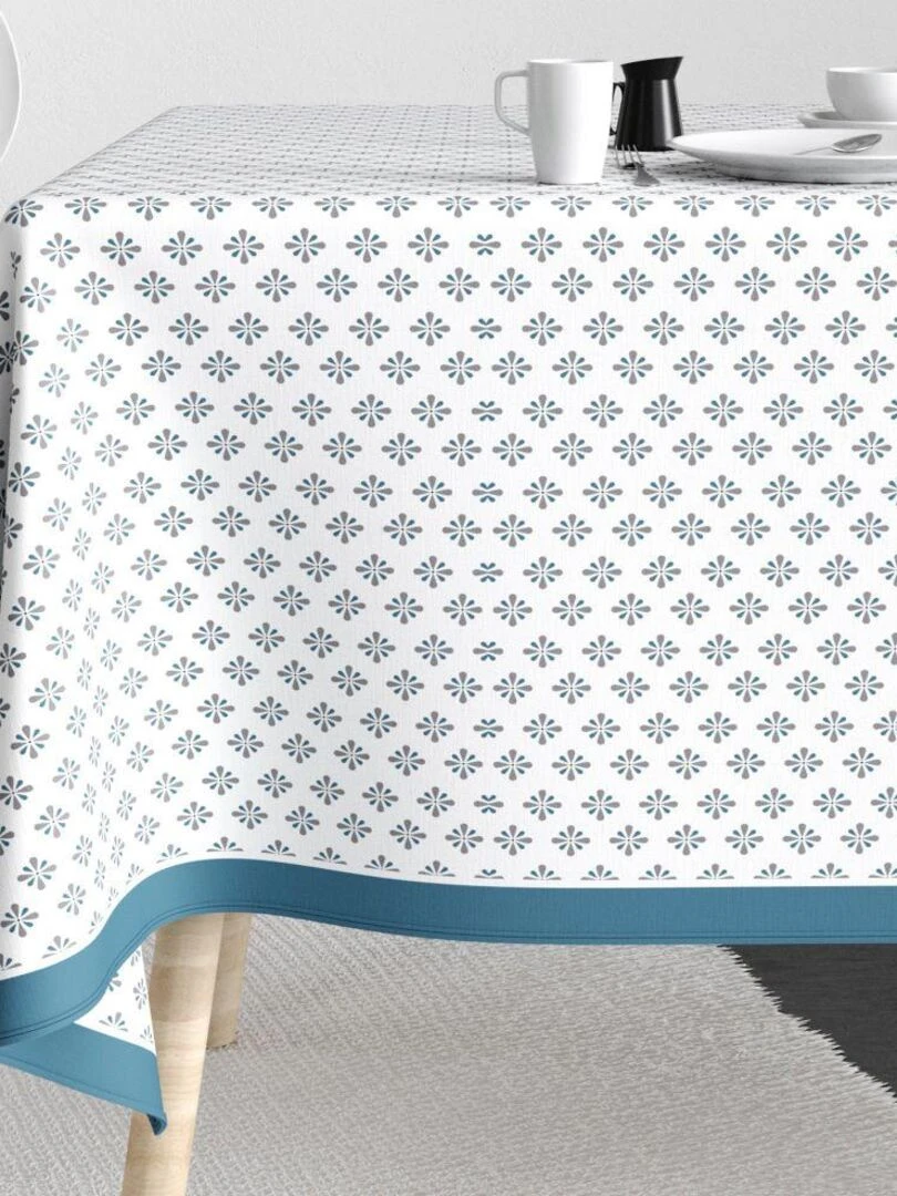 Nappe rectangulaire anti tache en Coton Clema Bleu