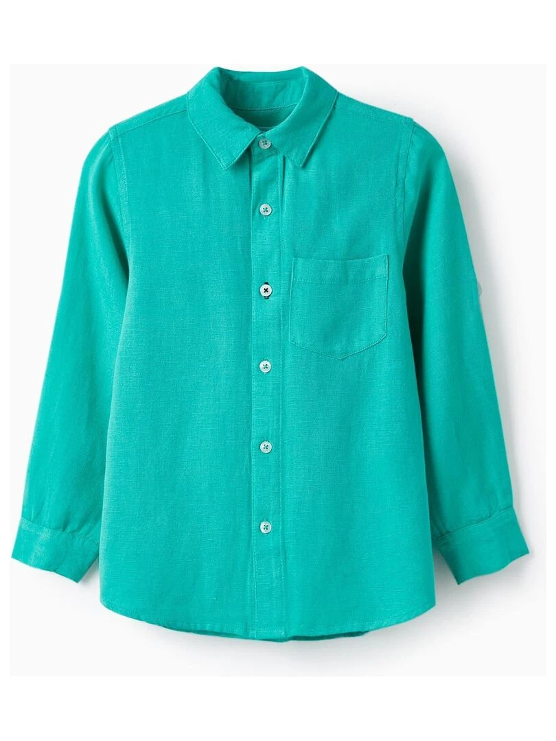 Chemise à manches longues en lin pour garçon 'Special Days' manches longues CÉRÉMONIE Vert