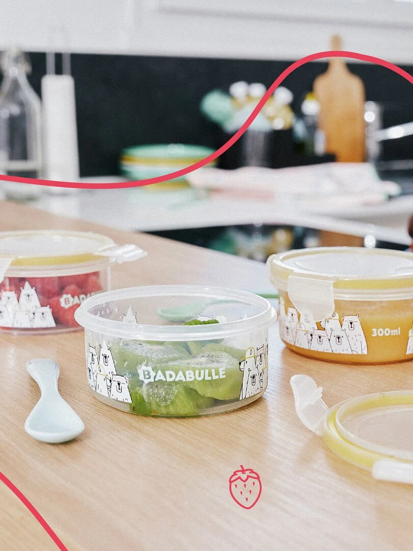 Lot de 3 pots de conservation 'Badabulle'   Blanc