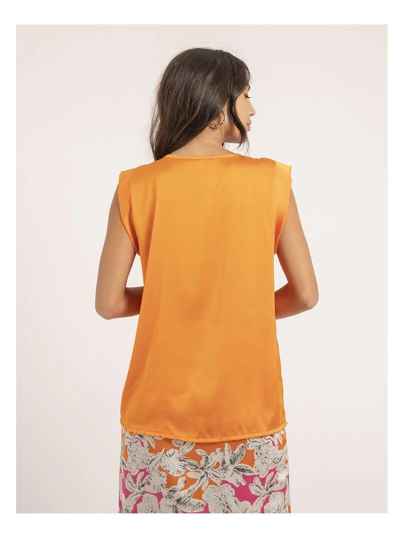 Top col V satin FIKA Orange