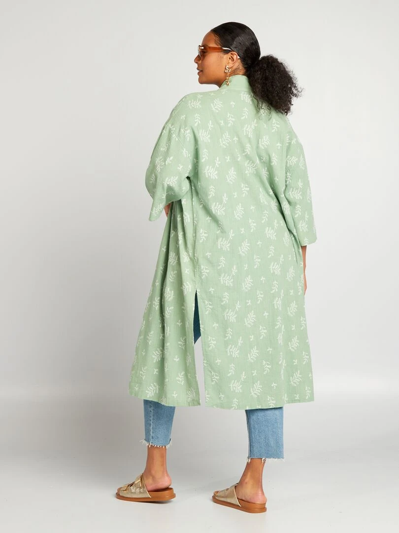 Veste type kimono avec broderie Vert