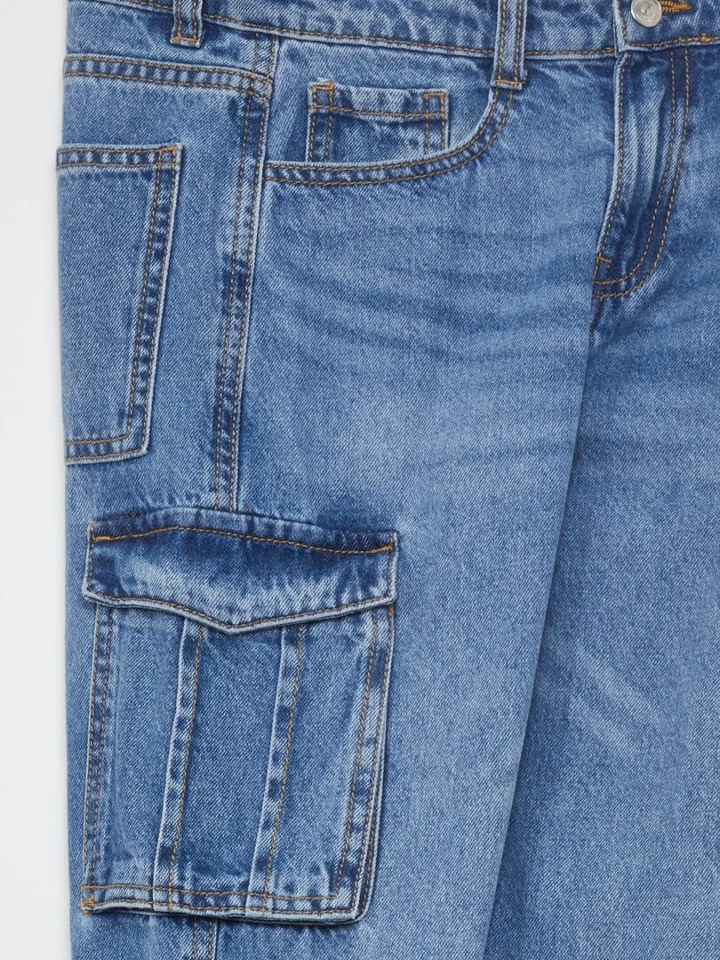 Denim wideleg à poches   Bleu