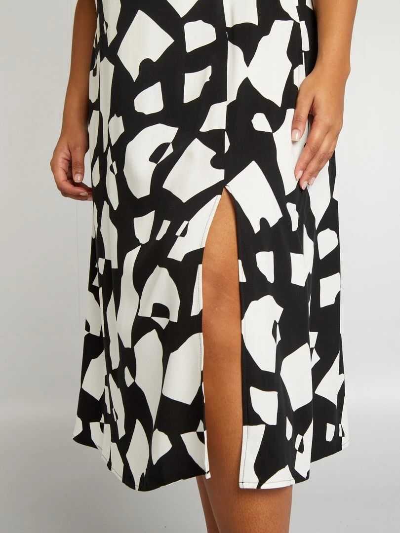 Jupe midi à motif   Noir