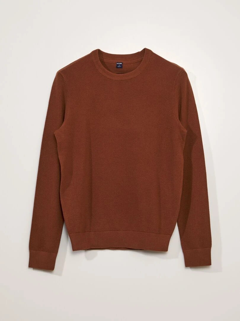 Pull en maille nid d'abeille MARON CARA