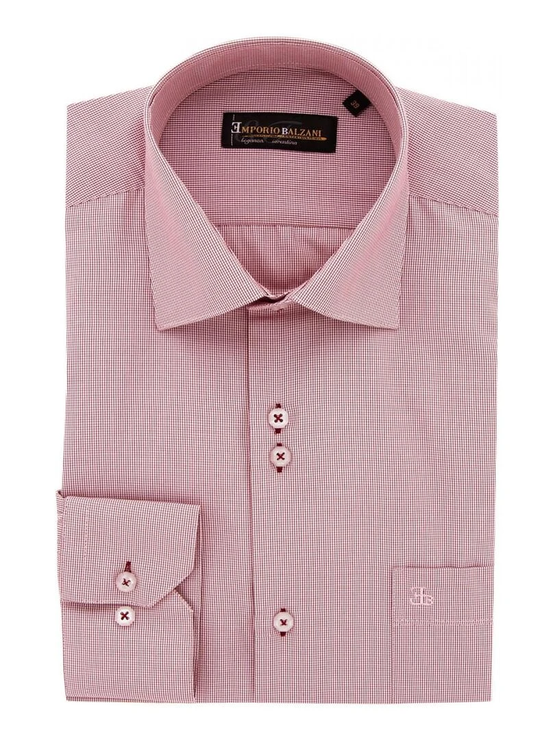 Chemise coupe droite vichy PIASTRA Rouge