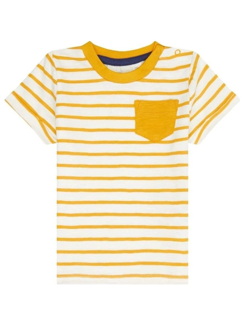 T shirt Bébé Rayé Jaune Curry en Coton Bio Jaune