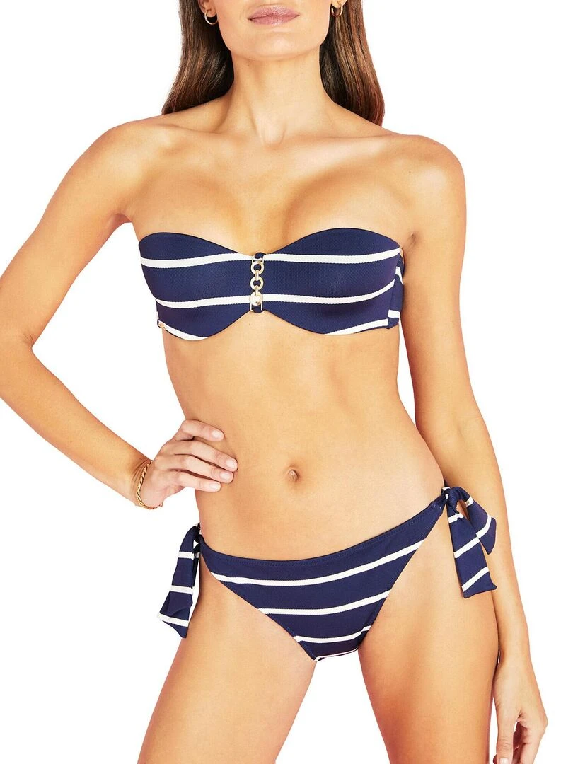 Bas maillot slip de bain taille basse à nouettes Ipanema   Bleu marine