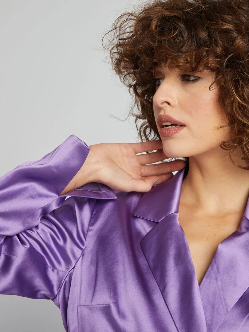 Veste longue en satin   Violet