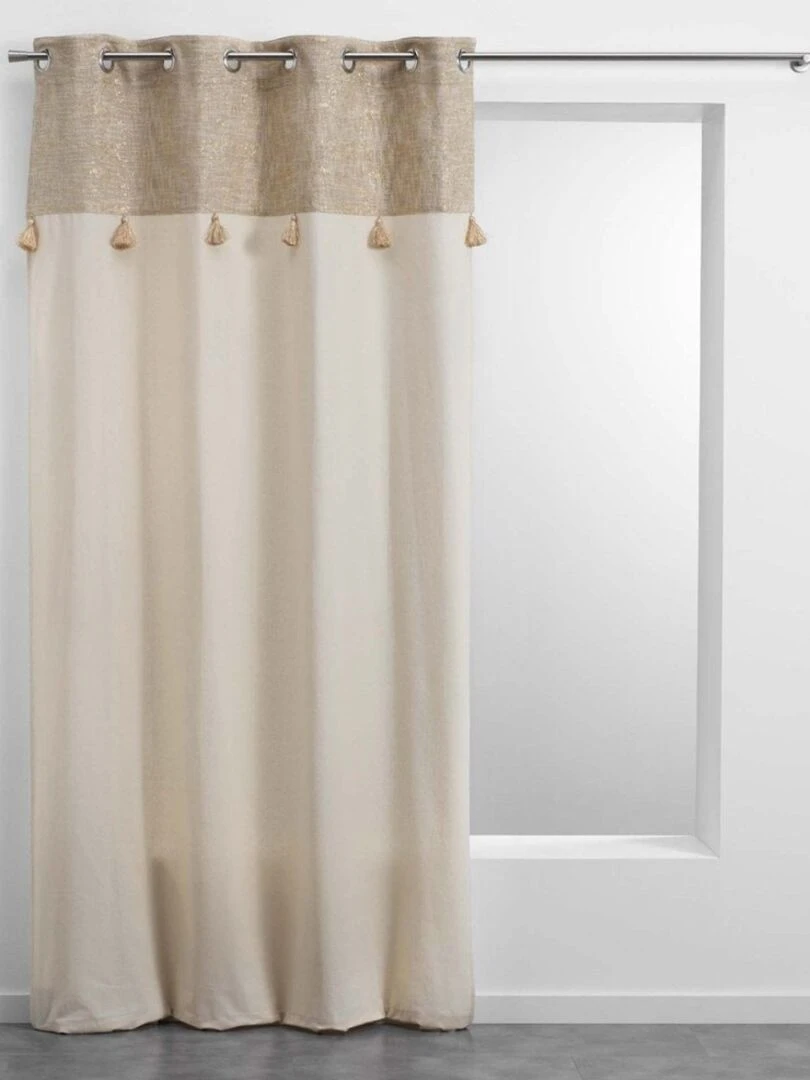 Rideau à œillets 140x240 pompons Sultan or coton Beige