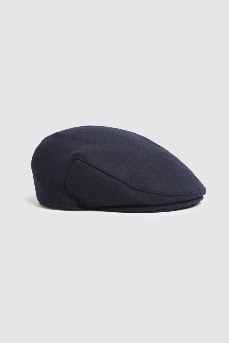 Navy Melton Flat Cap Buy Online at Moss