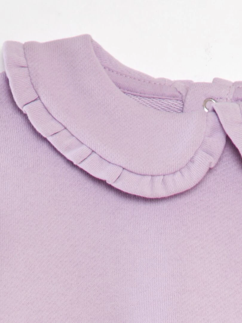 Sweat en coton à col claudine Violet