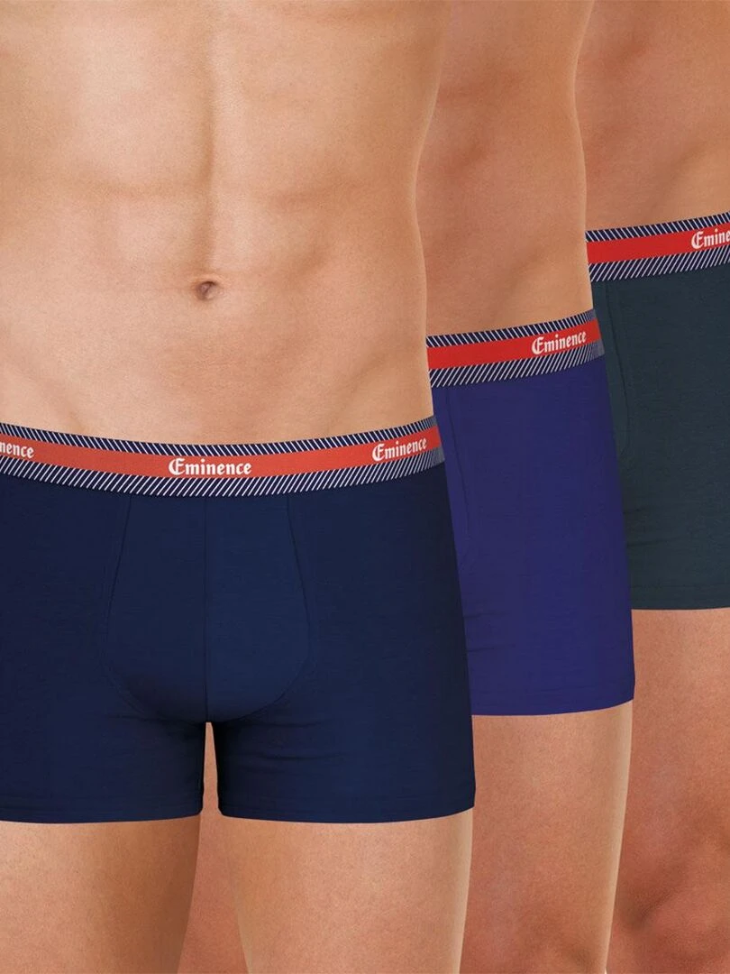 Lot de 3 boxers homme Sélection Coton Bio Bleu Gris