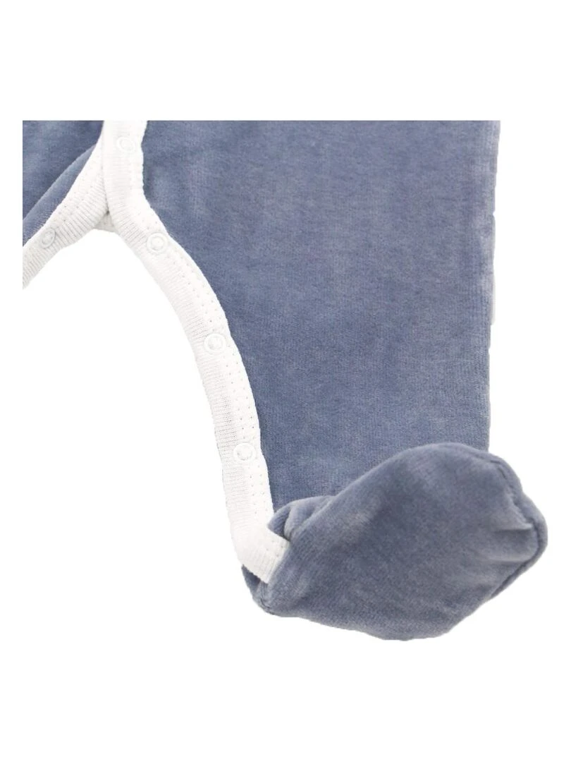 Pyjama velours   100% coton biologique   1 à 6 mois   Bleu marine