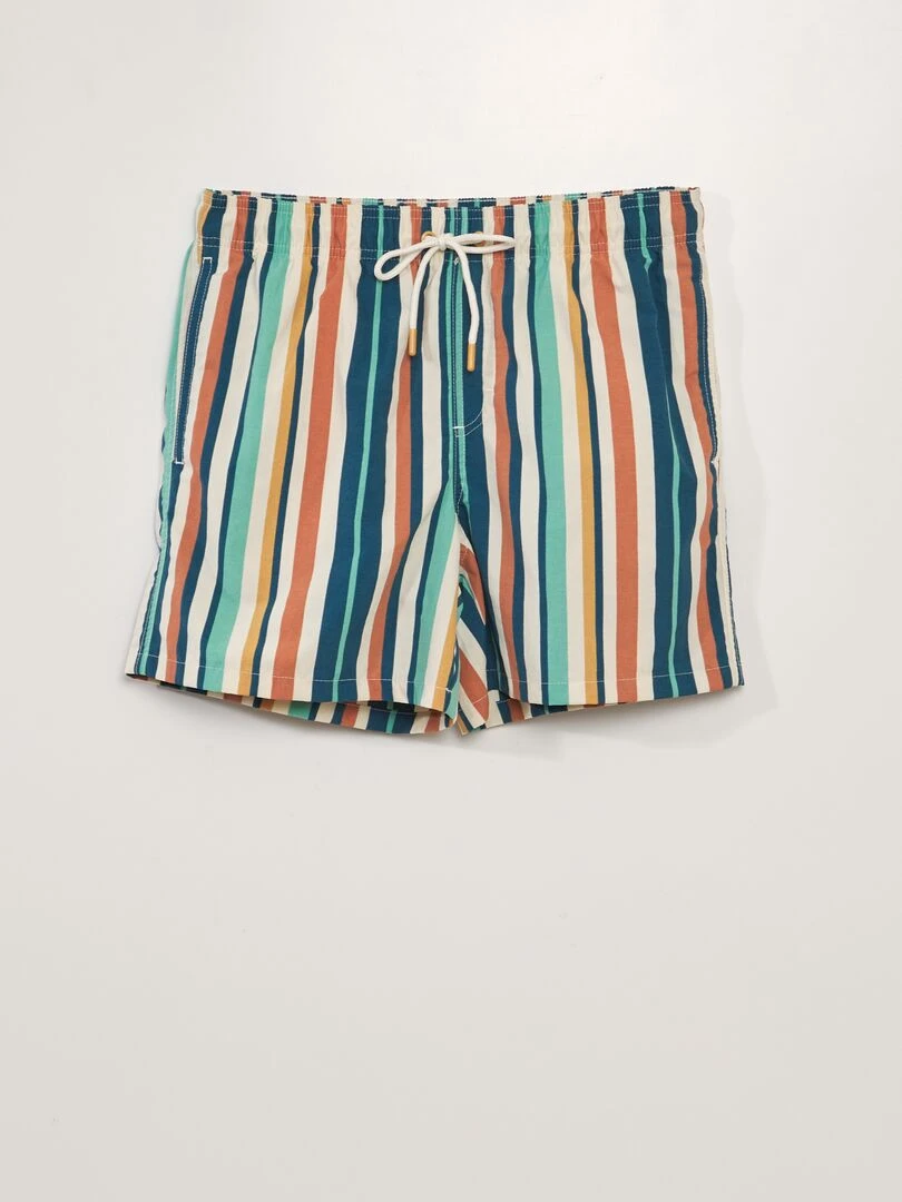 Short de bain à rayures Blanc/bleu/corail
