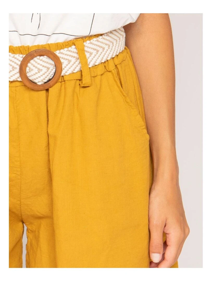 Short en lin XIGN   Moutarde