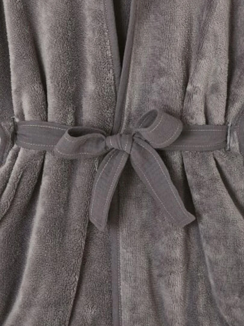 Peignoir bébé et enfant à capuche en bambou   Gris