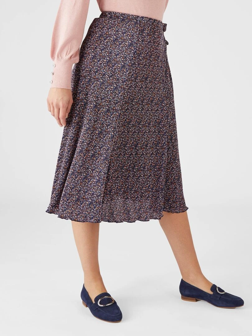 Jupe plissée évasée   Damart   Bleu marine