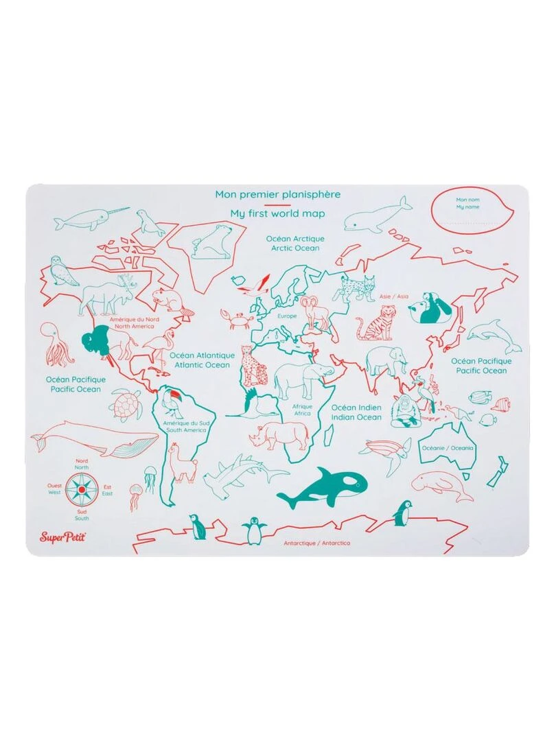 Set en silicone à colorier réversible   Planisphère   N/A