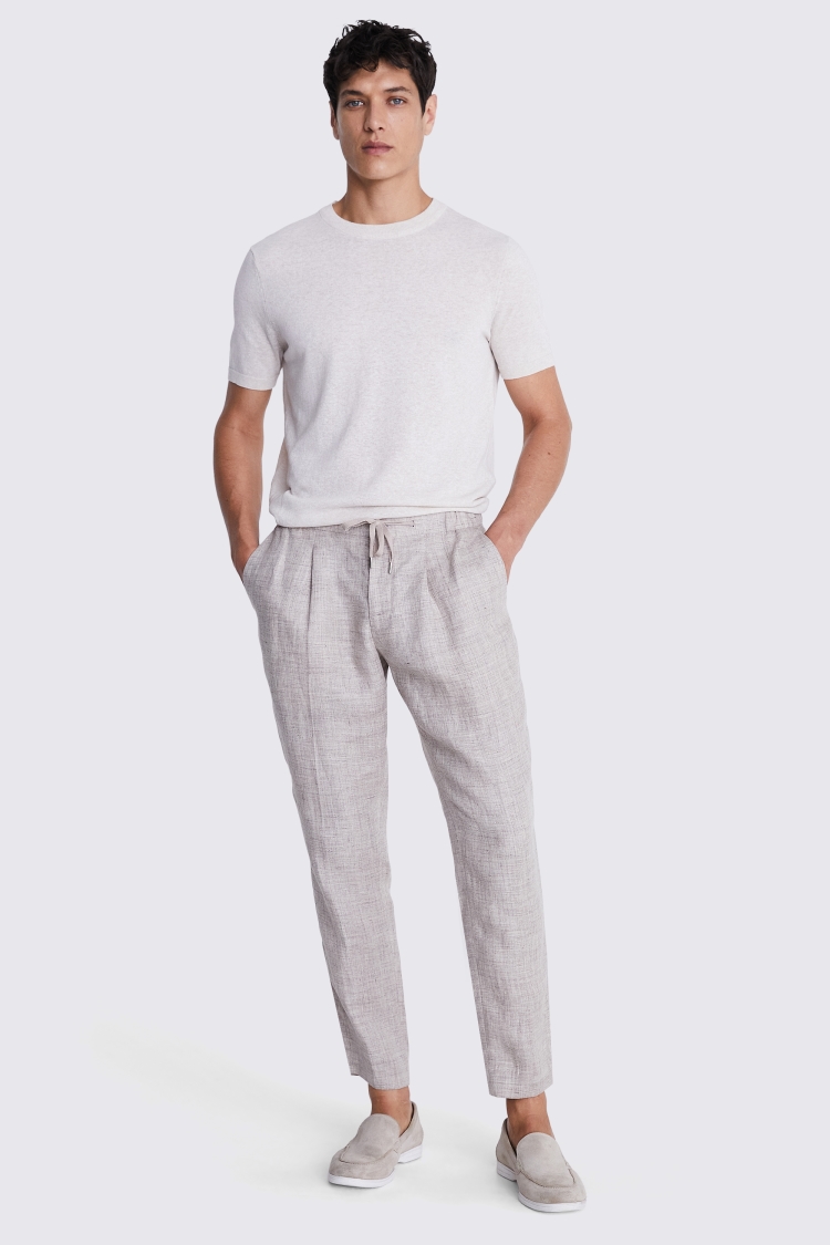 Light Grey Linen Worker Joggers   Buy Online at Moss