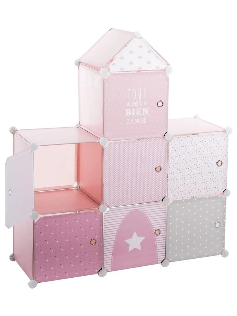 Meuble de rangement enfant château rose Rose