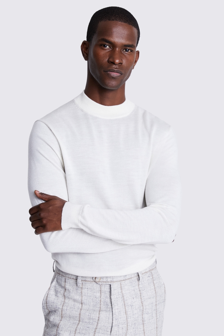 White Merino Mock-Neck Jumper Buy Online at Moss
