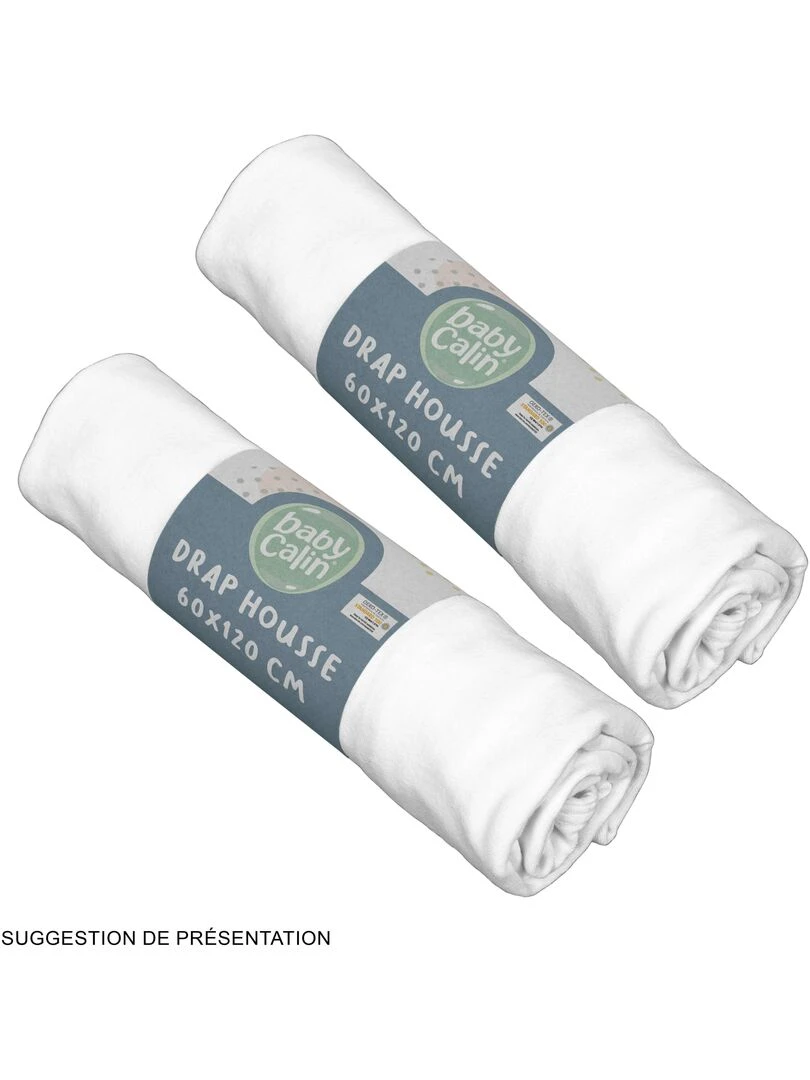 Lot de 2 draps housse bébé 60x120 cm Blanc