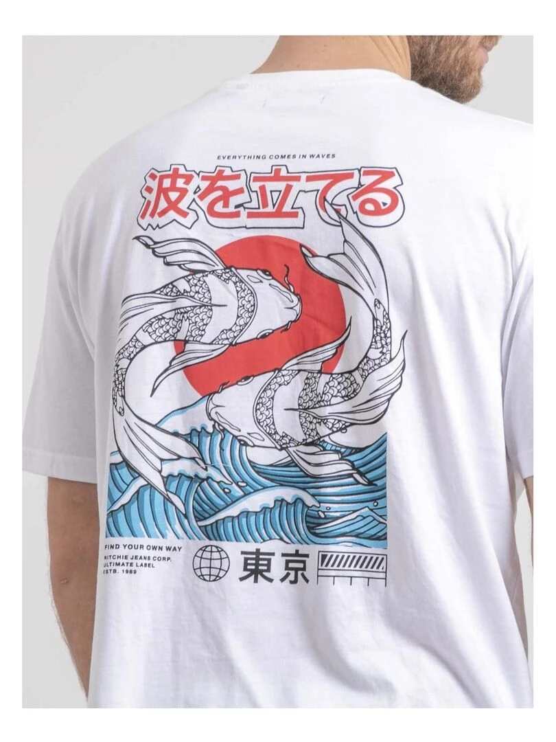 T shirt col rond oversize pur coton NIGORILLE   Blanc