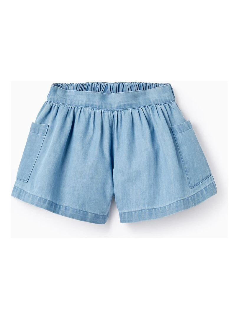 Short en Jean en Coton pour Bébé Fille Bleu clair