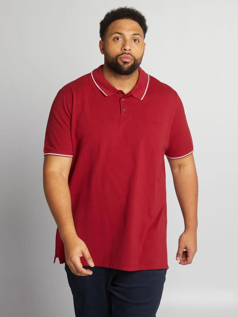 Polo en coton à contrastes Bordeaux