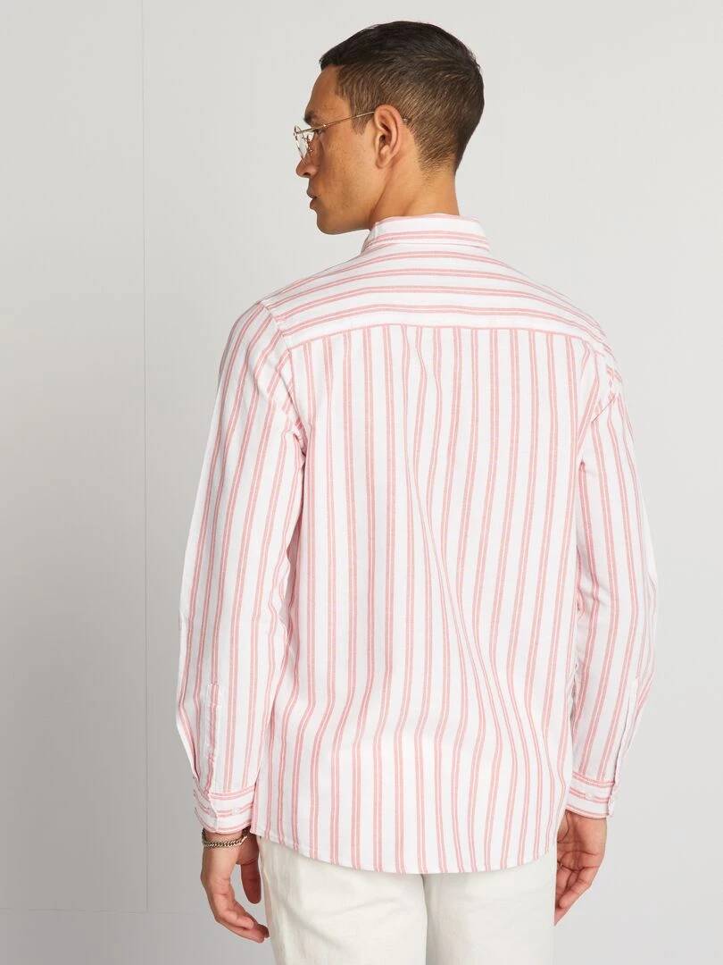Chemise à coupe droite et à rayures   Orange/blanc