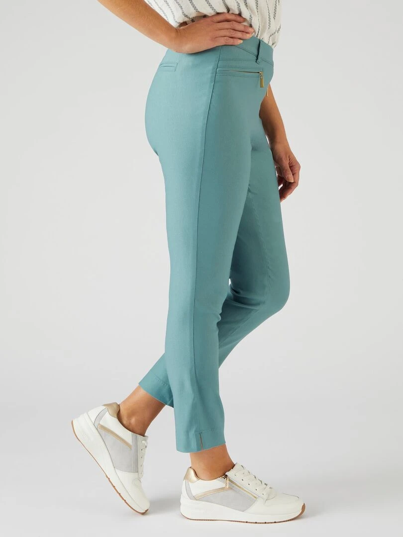 Pantalon 7/8ème toile extensible Damart Vert anis