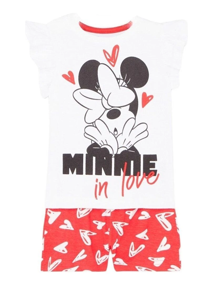 Disney Ensemble T shirt short fille Imprimé Minnie Blanc