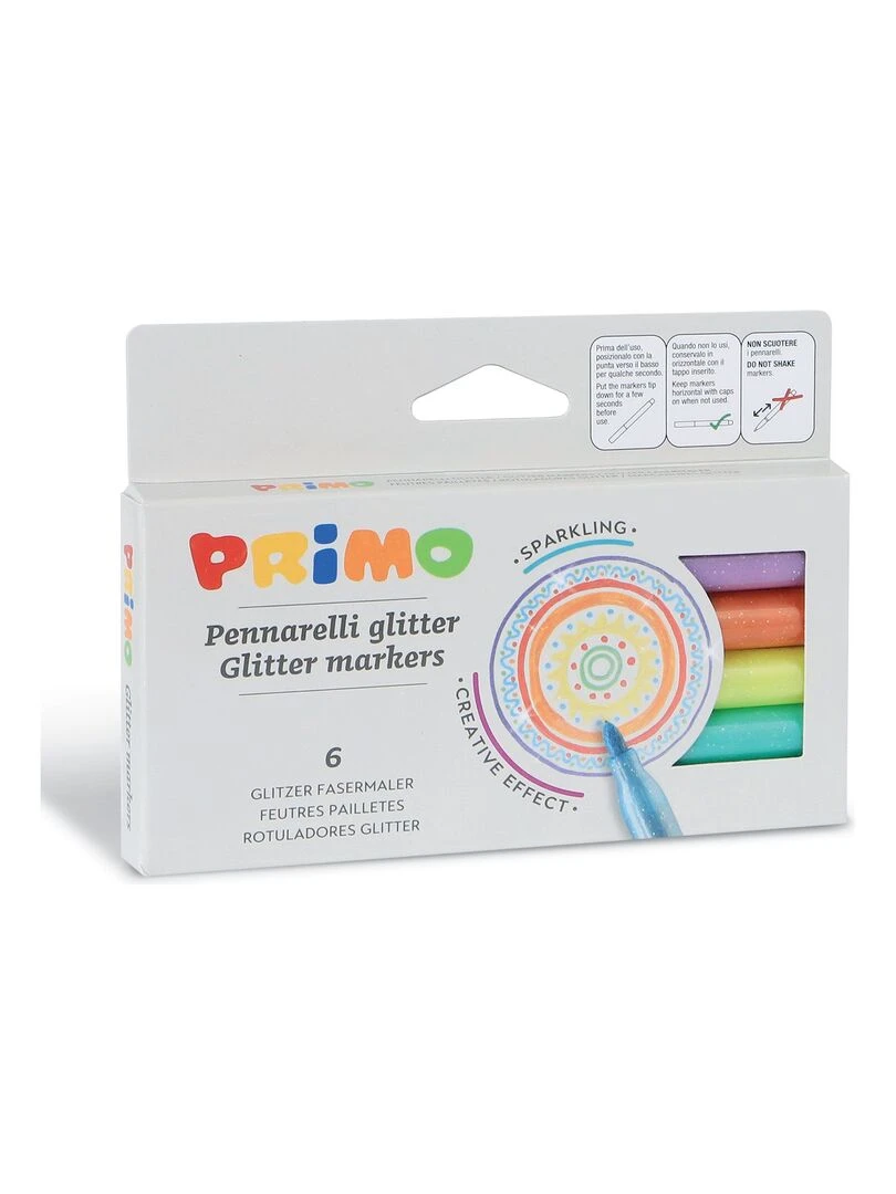 6 feutres pailletés pointe Ø 2 mm N/A