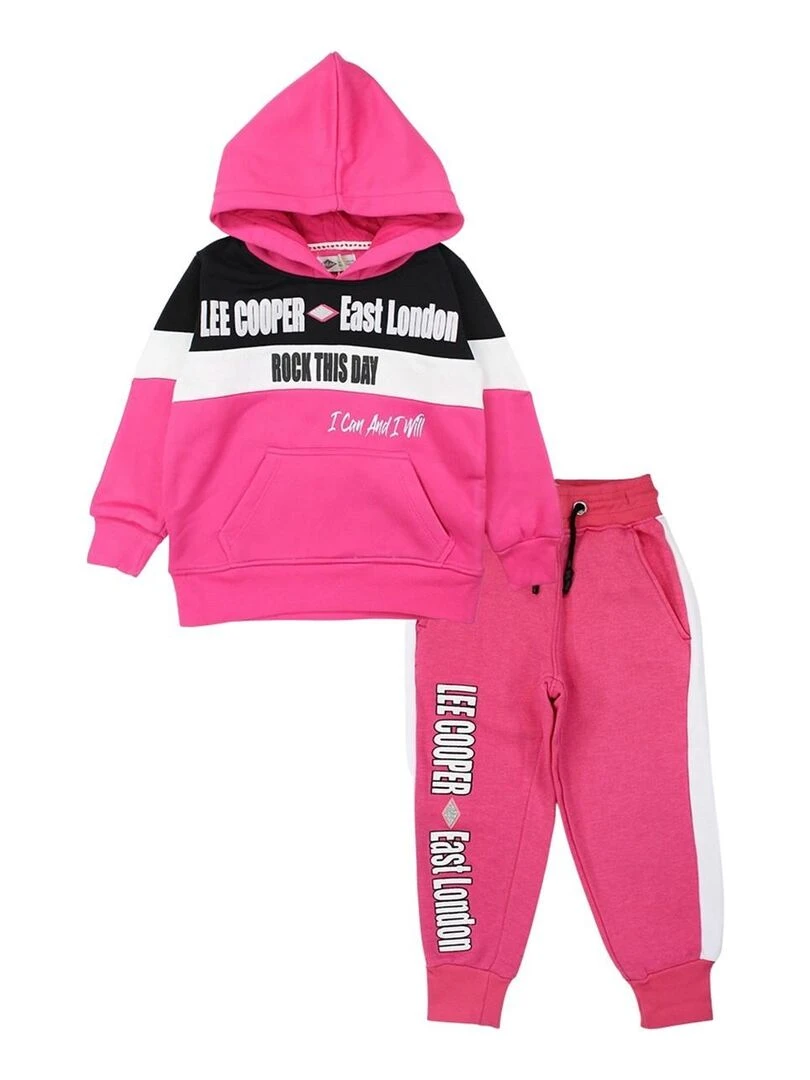 Lee Cooper Ensemble Sweat pantalon fille Imprimé Logo Rose fushia