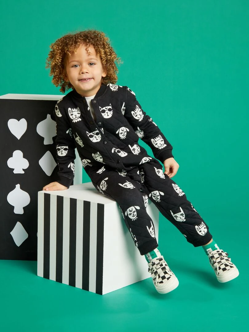 Baskets basses à scratchs   Noir/blanc