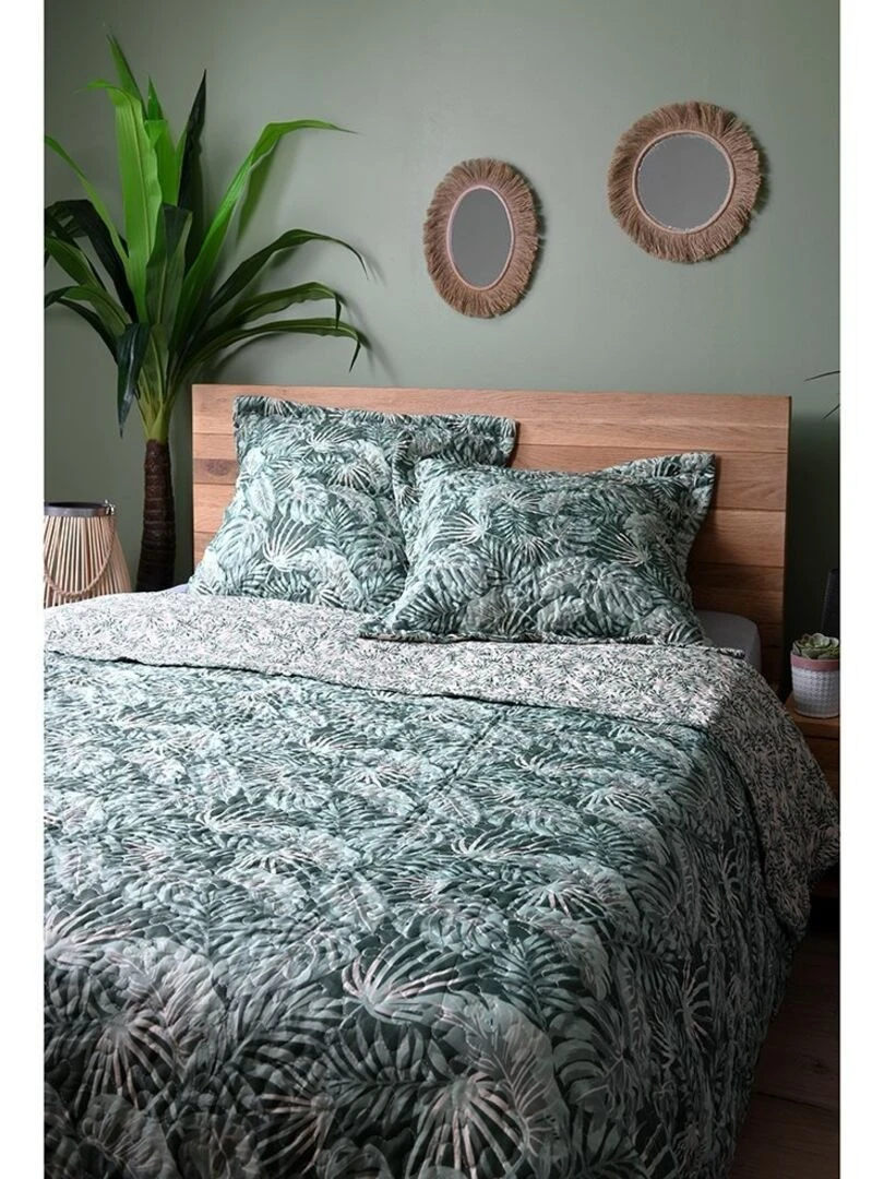 Boutis 240x220 avec 2 taies et sac Vibes vert   Vert