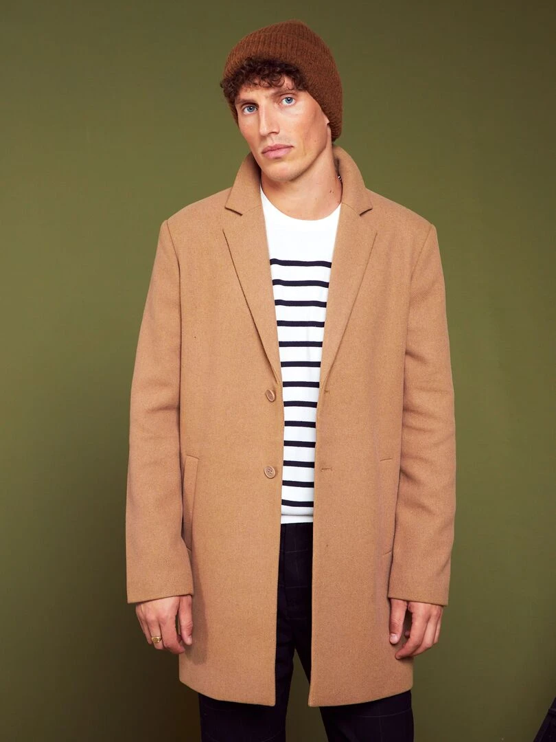 Manteau long avec ouverture boutonnée Beige