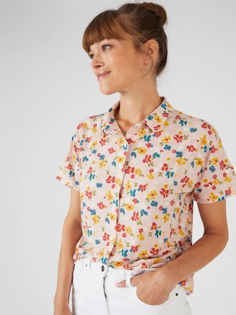 Tee shirt col chemise Climatyl Damart Rose