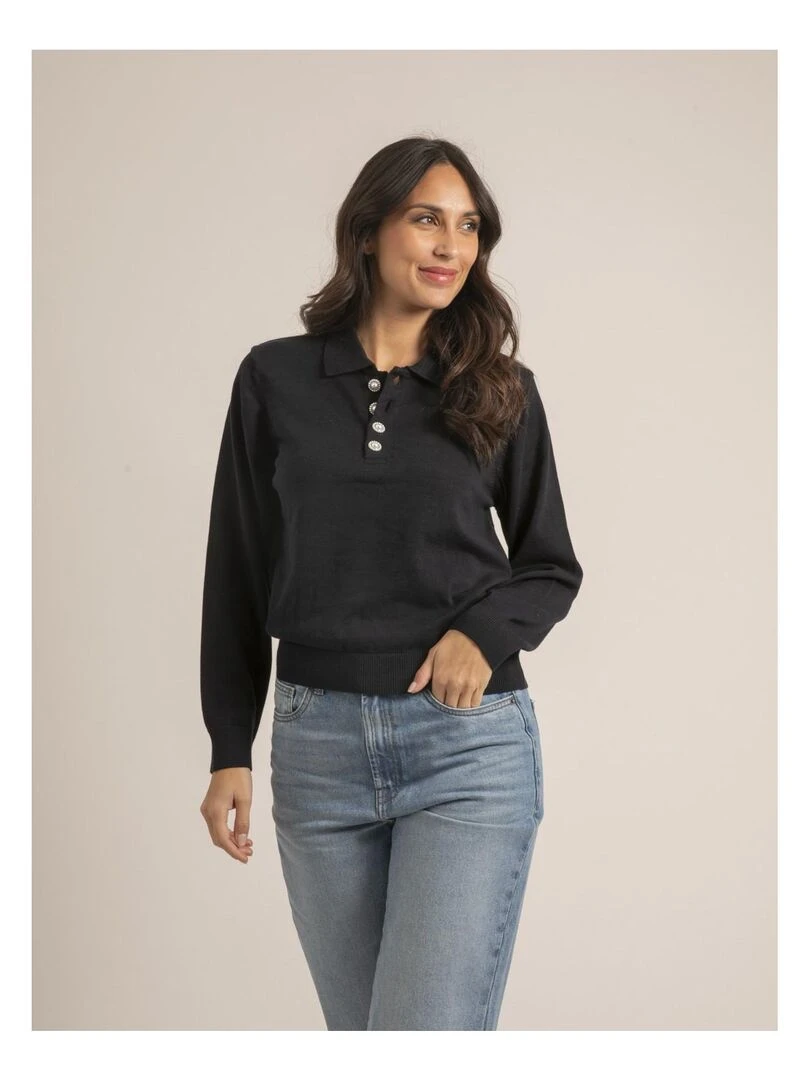 Pull fin col polo KONOR Bleu marine
