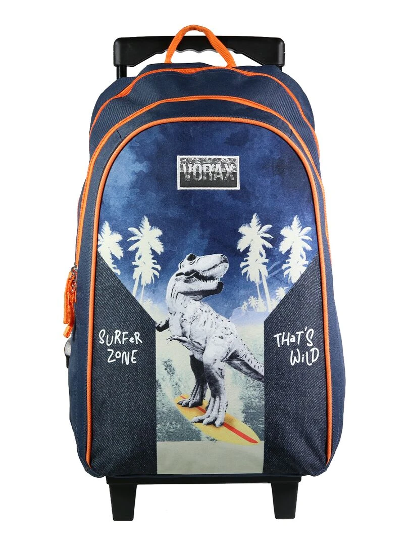 BAGTROTTER Sac à dos à roulettes Vorax Bleu Dinosaure Surf Bleu