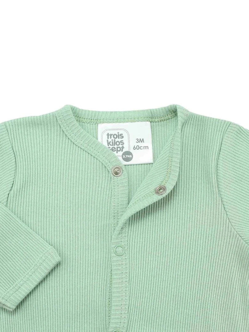 Pyjama bébé maille côtelée en coton   Vert clair