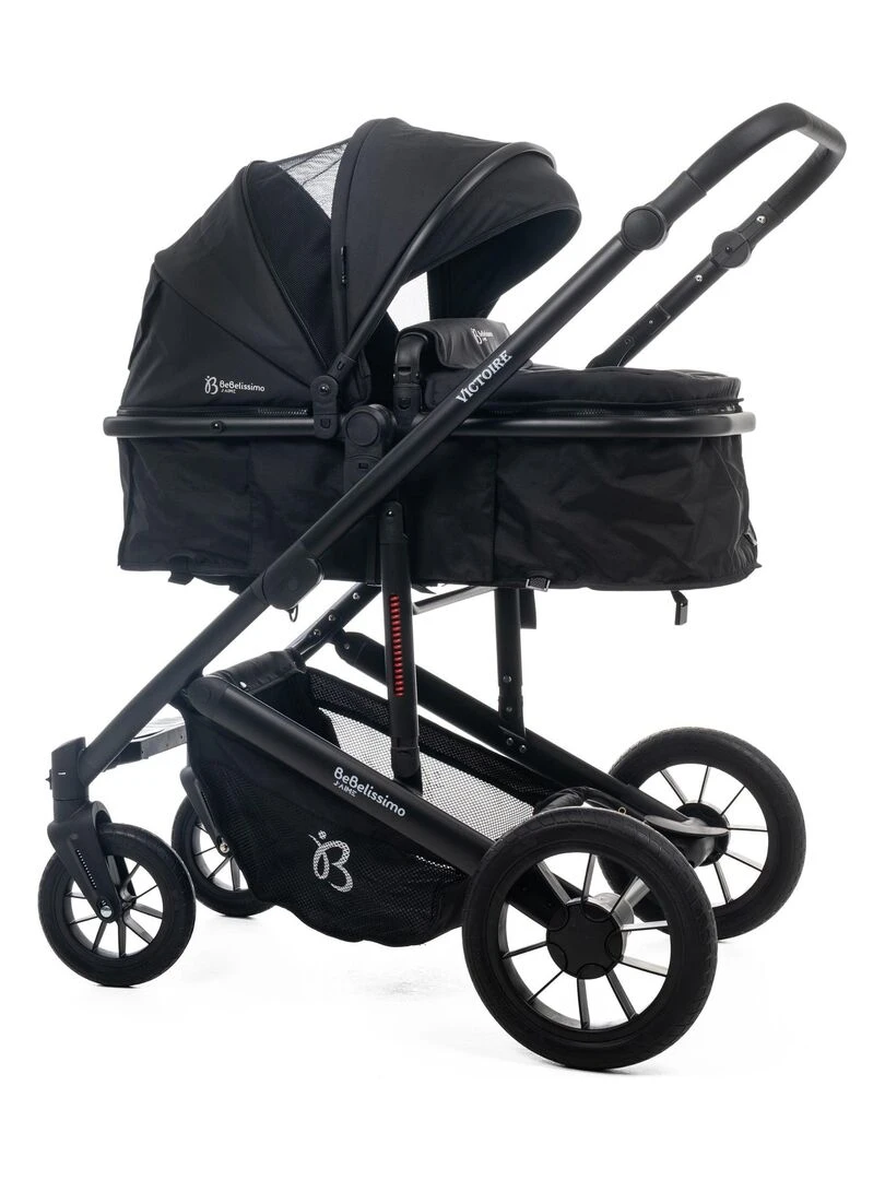 BEBELISSIMO Poussette combinée trio 3 en 1 siège auto 0m – max 22kg – Victoire I Size noir Noir